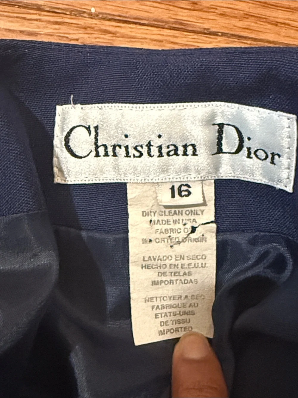 Christian Dior Vintage Navy Jacket with Gold Buttons Size 16
